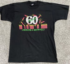 Vtg Birthday T Shirt 60 Novelty Humor Screen Stars Single Stitch Made In USA 80s picture