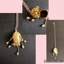VTG 1971 Estee Lauder Sunshine Necklace Compact Azuree Solid Perfume Rare VF picture