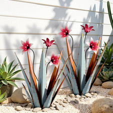 2 Pack Metal Agave Plant Sculptures, Outdoor Agave Plants, Tequila Rustic picture