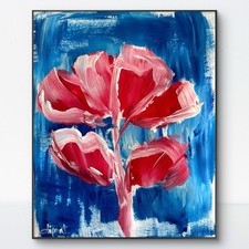 Floral Abstract 11x14 Original Art Impressionist Decor Handmade Fine Art Canvas picture