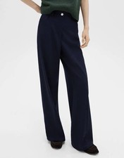 NWT Theory Straight-Leg 5-Pocket Womens Pants Size 2 Stretch Wool Flannel ~ Navy picture