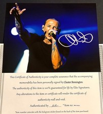 Chester Bennington Signed 8x10 Photo Autograph, With COA Letter Linkin Park picture