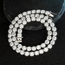 2-6.5mm D/VVS1 Moissanite Tennis Chain S925 Sterling Silver Necklace - Men Women picture