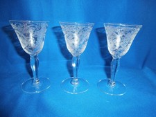 3 VINTAGE FOSTORIA  NAVARRE CLEAR ETCHED  1 OUNCE CORDIAL GLASSES picture