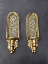 Early 20th Century Santos Hand Painted Wood Gold Mexican Wall Shelf Display x2 picture