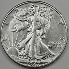 1947-D Walking Liberty Half Dollar Silver About Uncirculated Inventory A picture