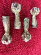 Cast Iron Claw Foot and Glass Ball Stool Leg Hardware Set of 4 Antique picture