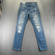 H&M & Denim Jeans Mens 31x32 Blue Cotton Denim Skinny Distressed Faded Stretch picture