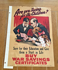 ATQ. ORIGINAL WWI BRITISH PROPAGANDA BUY WAR SAVINGS BOND POSTER by BAGDATOPULOS picture