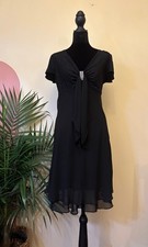 Women R&M Richards Black Chiffon Evening Dress Rhinestone Embellishment Size 8 picture