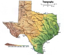 TEXAS TX TOPOGRAPHY MAP GLOSSY POSTER PICTURE PHOTO PRINT BANNER 10306 picture