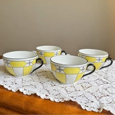 Vintage Victoria Czechoslovakia Cups Set of 4 Yellow Geometric picture