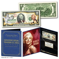 MARILYN MONROE Genuine Legal Tender US $2 Bill in Large Collectors Folio Display picture