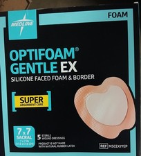 medline optifoam gentle ex 7x7 5 per box. 10 boxes available. picture