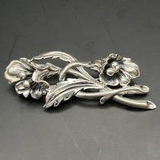 JEWEL ART 925 Sterling Silver  Vintage Sculpted Flower Brooch Pin   picture