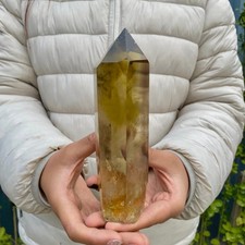 1.4LB Natural Citrine Crystal Obelisk Tower Wand Point Reiki healing picture