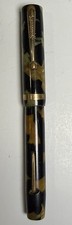 Sheaffer Lifetime Flat Top Fountain Pen Vintage Black Pearl Celluloid picture