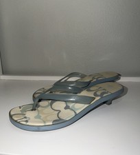 Vintage Coach Carin Jelly Thong Kitten Heel Flip-Flop Sandals Monogram C Sz 8.5 picture