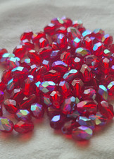 Vintage Czech Glass AB Oval Beads 5x7mm Aurora Borealis 350pc Jewelry Making picture