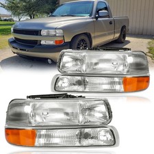Headlights w/ Bumper Light Headlamps for 99-02 Silverado 00-06 Tahoe Suburban picture