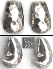 VINTAGE SIMON SEBBAG 925 STERLING HAMMERED ELECTROFORM HALF-HOOP CLIP EARRINGS picture