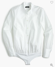 Women’s J crew Perfect Stretch Bodysuit Button Down White Size 14 Women Snap picture