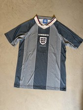 Umbro England 97/98 Away Jersey Throwback White Blue Soccer Shirt Men's Size M picture