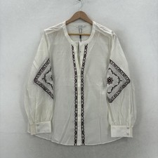 Chico's Blouse Womens 3 White Embroidered Long Sleeve Tunic Sheer Boho NWT picture