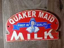 Vintage Quaker Maid Milk first in quality Porcelain Enamel Sign 6