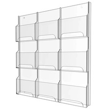 Clear Acrylic Brochure Holder Wall Mount 12 Slot Trifold Pamphlet Display Rack. picture