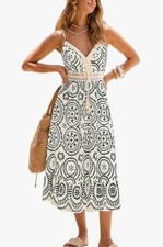 CUPSHE Woman Summer Midi Dress Boho Black Paisley Size Medium picture