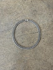 Vtg Silver stamped Curb Chain Choker Necklace - L: 15.5 inches - 71.10 grams picture