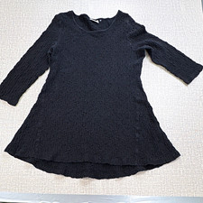 Habitat Women's Black Textured Knit 3/4 Sleeve Scoop Neck Shift Dress L picture