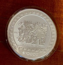 1992 Mexico Proof 10000 Pesos Piedra de Tizoc 5 Onzas Plata .999 Silver Coin picture