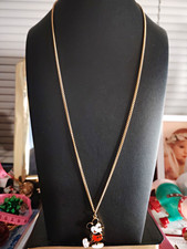 Vintage Official Signed Disney Mickey Mouse Pendant Necklace Gold Tone Chain picture