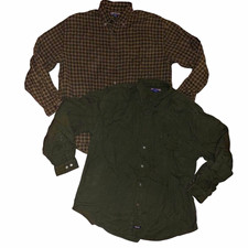 VTG 90s Structure XL Cotton Flannel Long Sleeve Button-Down Shirt Lot 2 Green picture