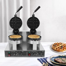 2400W Dual Head Non-Stick Breakfast Round Belgian Waffle Maker Commercial picture