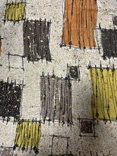 Vintage Waverly  Bonded “Intermezzo” Atomic Fabric 1950s Orange Gold 2 Yards picture