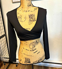 SHEIN Petite Small Crop Tops Lot 3 Womens Long Sleeve Wrap Waikiki Beach Tank picture