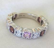 18K White Gold Mock Eternity Tourmaline Diamond Ring - 5.32 gms, Sz 5.75, 1.83ct picture