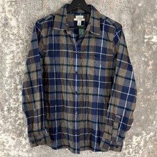 New L.L.Bean Size M Scotch Plaid Relaxed Fit Flannel Shirt Blue Long Sleeve Wmns picture