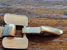Vintage Napier Gold Tone Link Bracelet Ribbed Rectangular Segments Fold‑Over Cla picture