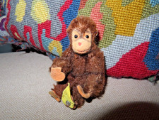 Vintage STEIFF JOCKO Miniature Mohair Jointed Monkey Chimp Rare Button 4” picture