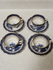 Vintage Booths Real Old Willow Cups And Saucers Lot Of 4 Sets picture