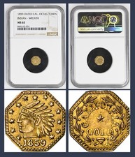 GEM 1859 1/4 California Gold, Oct, Indian Hd / MS65 NGC / American Old West picture