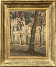 Impressionist French Paris City Original Antique Cityscape Oil Painting, Framed picture