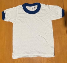 S 6-8 Vtg 1980s Steadman T Shirt NOS Single Stitch Blank Blue Ringer Dead Stock picture