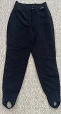 VTG 80-90s Passport Skiwear Black Women's Wool Blend Horse Pants Straps SZ 8 picture