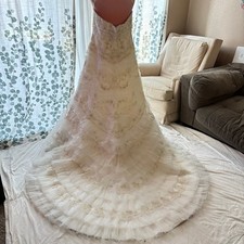 Oleg Cassini CWG352 Ivory Champagne Beaded Wedding Gown Size 16 picture
