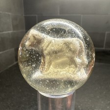 ANTIQUE VINTAGE GERMAN SULPHIDE SULFIDE GLASS MARBLE with COW, CALF, MULE? 1.75